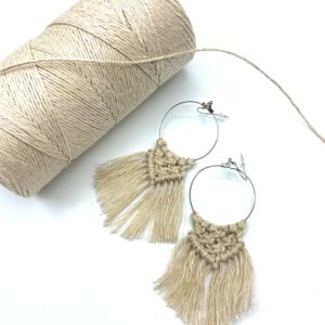 Do It Yourself Hemp Craft Kit Macrame Hoop Earrings | Shop jewelry making and beading supplies, tools & findings for DIY jewelry making and crafts. #jewelrymaking #diyjewelry #jewelrycrafts #jewelrysupplies #beading #affiliate #ad
