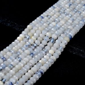 Shop Dumortierite Faceted Beads! 6X4MM Natural Dumortierite In Quartz Gemstone Grade A Micro Faceted Rondelle Loose Beads (P37) | Natural genuine faceted Dumortierite beads for beading and jewelry making.  #jewelry #beads #beadedjewelry #diyjewelry #jewelrymaking #beadstore #beading #affiliate #ad