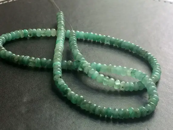 4-5mm Emerald Plain Beads,natural Shaded Emerald Plain Rondelle Beads For Necklace, Original Emerald For Jewelry (8in To 16in Option) - Png2