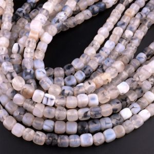 Matte Finish Dragon Vein Agate Beads 6mm 8mm Square Dice Cube Cracked Fire Agate 15.5" Strand