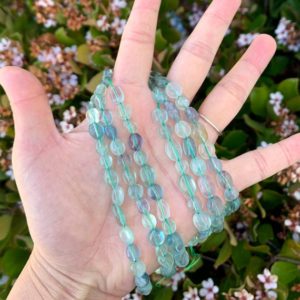 Shop Fluorite Chip & Nugget Beads! 1 Strand/15" Natural Multi Colors Fluorite Healing Gemstone 6mm to 8mm Free Form Oval Tumbled Pebble Stone Bead for Bracelet Jewelry Making | Natural genuine chip Fluorite beads for beading and jewelry making.  #jewelry #beads #beadedjewelry #diyjewelry #jewelrymaking #beadstore #beading #affiliate #ad