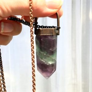 SALE Fluorite crystal necklace | Electroformed crystal necklace | Polished crystal necklace | Fluorite crystal jewelry | Natural genuine Fluorite necklaces. Buy crystal jewelry, handmade handcrafted artisan jewelry for women.  Unique handmade gift ideas. #jewelry #beadednecklaces #beadedjewelry #gift #shopping #handmadejewelry #fashion #style #product #necklaces #affiliate #ad