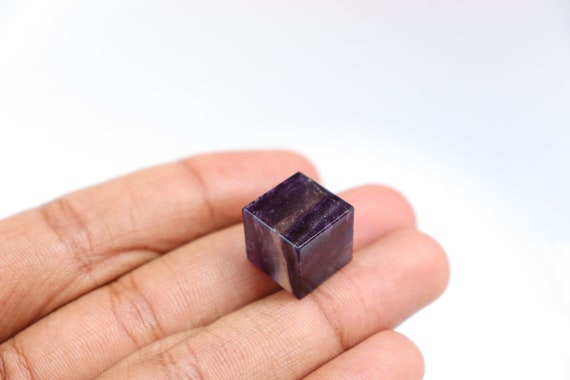 Fluorite Crystal Cube | Fluorite Cube Stone | Home Living, Spirituality Religion, Prayer Beads, Flourite Worry Stone, Healing Cube Stone