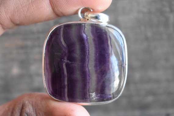 Natural Purple Fluorite Pendant,925 Silver Pendant,fluorite Gemstone Pendant,fluorite Pendant,gemstone Pendant,drop Shape Pendant