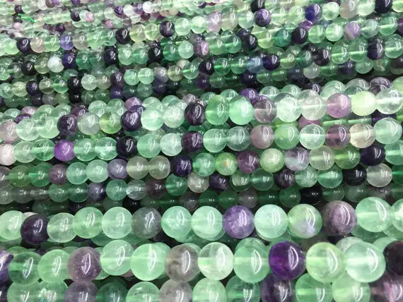 Fluorite Gemstone Beads - Natural Gemstone Beads - Light Green Beads - Round Stone Beads - Jewelry Making Beads - Semiprecious Stone Beads