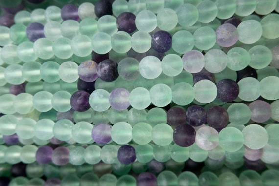 Fluorite Matte Beads - Natural Gemstone Beads - Light Green Beads - Round Stone Beads - Jewelry Making Beads - Semiprecious Stone Beads