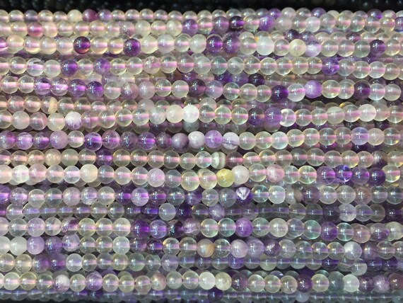 Natural Fluorite Small Round Beads - Tiny Gemstone Beads For Jewelry - Beading Spacers Supplies - Gemstone Separator Beads - 15inch
