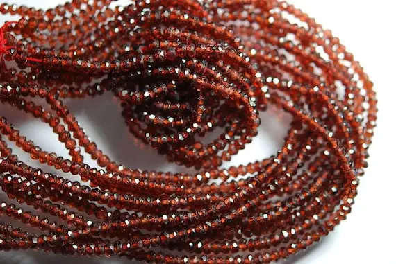 13 Inch Strand, Very Rare, Finest Natural Pyrope Red Garnet Faceted Rondelles, 3.80-4mm