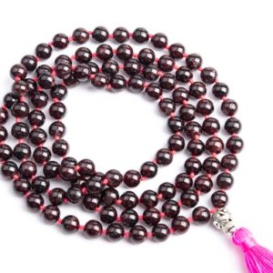 Shop Garnet Necklaces! 108 Pcs – 8MM Win Red Garnet Mala Beads Necklace Grade A Genuine Natural Round Gemstone with Long Tassel (106820) | Natural genuine Garnet necklaces. Buy crystal jewelry, handmade handcrafted artisan jewelry for women.  Unique handmade gift ideas. #jewelry #beadednecklaces #beadedjewelry #gift #shopping #handmadejewelry #fashion #style #product #necklaces #affiliate #ad