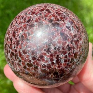 Shop Garnet Shapes! 2.5" Sparkly Garnet Sphere   Deep Red Pink Gemstone Crystal Sphere Ball Birthstone #2 | Natural genuine stones & crystals in various shapes & sizes. Buy raw cut, tumbled, or polished gemstones for making jewelry or crystal healing energy vibration raising reiki stones. #crystals #gemstones #crystalhealing #crystalsandgemstones #energyhealing #affiliate #ad