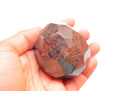Garnet Dodecahedron, High Polished, Self Standing, Deeply Grounding, Stability, Root Chakra, Naturally Formed, Garnet Tumble.
