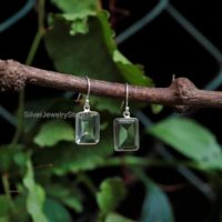 Natural Green Amethyst Earrings, Sterling Silver Earrings, Green Amethyst 11x15mm Cushion Gemstone Earrings, silver Earrings, Womens Earrings | Natural genuine Gemstone jewelry. Buy crystal jewelry, handmade handcrafted artisan jewelry for women.  Unique handmade gift ideas. #jewelry #beadedjewelry #beadedjewelry #gift #shopping #handmadejewelry #fashion #style #product #jewelry #affiliate #ad