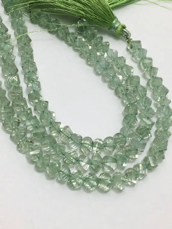 Natural Green Amethyst Beads , Amethyst Faceted Twisted Rondelle Beads,amethyst Rondelle Shape Beads ,green Amethyst ,jewelry Making Beads