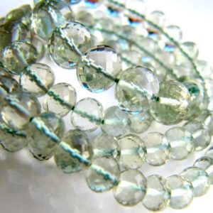 Green Amethyst Rondelles • 3-4-5-6.75mm Choose Size • AAA Micro Faceted • Natural Prasiolite • Sparkling Light Green | Natural genuine beads Green Amethyst beads for beading and jewelry making.  #jewelry #beads #beadedjewelry #diyjewelry #jewelrymaking #beadstore #beading #affiliate #ad