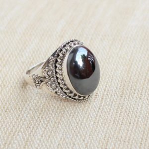 Shop Hematite Rings! Hematite Sterling Silver Ring, gift for her, Iron Ore Chrome color gemstone, Natural Gemstone, magnetic gemstone, Boho Rings, Dainty Jewelry | Natural genuine Hematite rings, simple unique handcrafted gemstone rings. #rings #jewelry #shopping #gift #handmade #fashion #style #affiliate #ad