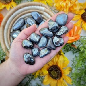 Shop Tumbled Hematite Crystals & Pocket Stones! Hematite Tumble – Root Chakra – EMF Protector – No. 328 | Natural genuine stones & crystals in various shapes & sizes. Buy raw cut, tumbled, or polished gemstones for making jewelry or crystal healing energy vibration raising reiki stones. #crystals #gemstones #crystalhealing #crystalsandgemstones #energyhealing #affiliate #ad