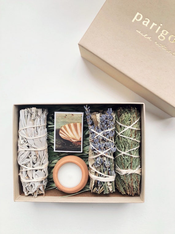 Home Blessing Smudge Kit: Sage, Cedar, Yerba Santa, Lavender & Candle
