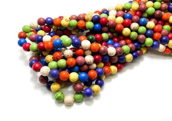 Multi-color Smooth Round Howlite Sphere Ball Loose Gemstone Beads (assorted Color) - Rn26
