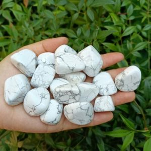 Shop Tumbled Howlite Crystals & Pocket Stones! White Howlite Tumbled Stones 20-40mm (1 Inch To 1.5 Inches) | Natural genuine stones & crystals in various shapes & sizes. Buy raw cut, tumbled, or polished gemstones for making jewelry or crystal healing energy vibration raising reiki stones. #crystals #gemstones #crystalhealing #crystalsandgemstones #energyhealing #affiliate #ad