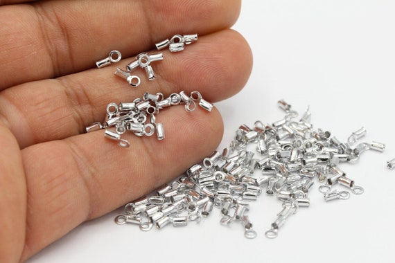 Inner 1,3mm Rhodium Plated Cord End , Crimp Beads , Cord Tip - Rdm458