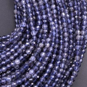 Shop Iolite Beads! AAA Natural Blue Iolite Faceted 2mm 3mm 4mm Round Beads Genuine Real Multicolor Iolite Gemstone Beads 15.5" Strand | Natural genuine beads Iolite beads for beading and jewelry making.  #jewelry #beads #beadedjewelry #diyjewelry #jewelrymaking #beadstore #beading #affiliate #ad