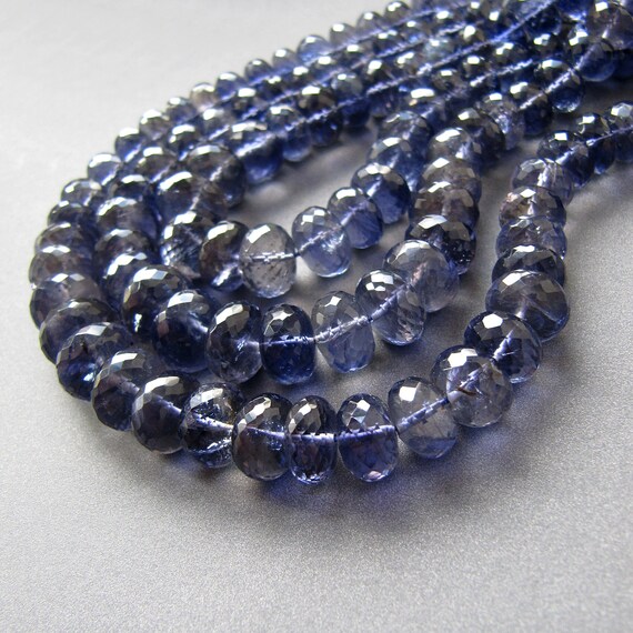 Iolite Rondelles • Huge 9-11mm Rare Find • Aa+ Micro Faceted • Natural Gemstone Beads • Water Sapphire • Purple Blue Grey