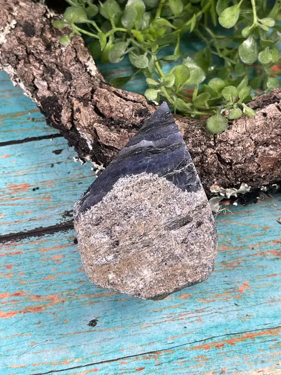 Iolite Point - Top Polished  Generator - Raw Iolite Crystal Point - Reiki Charged -- Improves Relationships - Enhance Intuition - #19