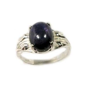 Shop Iolite Rings! Blue Violet Iolite Ring 18th Century Antique Gemstone Vintage Iolite Cabochon Ancient Medieval Viking Norse Solar Navigation Sterling #63446 | Natural genuine Iolite rings, simple unique handcrafted gemstone rings. #rings #jewelry #shopping #gift #handmade #fashion #style #affiliate #ad