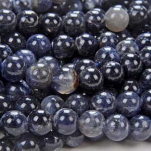 Shop Iolite Round Beads! Natural Deep Blue Iolite Gemstone Grade AAA Round 7MM 8MM 9MM 10MM 11MM 12MM 13MM 14MM 15MM 17MM Loose Beads (D100 D101) | Natural genuine round Iolite beads for beading and jewelry making.  #jewelry #beads #beadedjewelry #diyjewelry #jewelrymaking #beadstore #beading #affiliate #ad