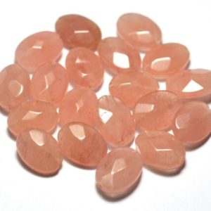 Shop Jade Faceted Beads! 4pc – Perles de Pierre – Jade Ovales Facettés 14x10mm Rose Corail Peche Pastel – 8741140025929 | Natural genuine faceted Jade beads for beading and jewelry making.  #jewelry #beads #beadedjewelry #diyjewelry #jewelrymaking #beadstore #beading #affiliate #ad