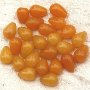 Shop Jade Bead Shapes! 4pc – Perles Pierre – Jade Gouttes 14x10mm Jaune Orange Safran Moutarde – 4558550020505 | Natural genuine other-shape Jade beads for beading and jewelry making.  #jewelry #beads #beadedjewelry #diyjewelry #jewelrymaking #beadstore #beading #affiliate #ad