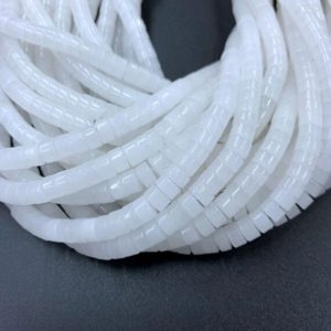 Shop Jade Bead Shapes! White Jade Heishi Round Beads 6mm, White Gemstone Heishi Spacer Beads,White Jade Cylinder Beads,White Jade Tube Beads,Jade Bracelet Spacers | Natural genuine other-shape Jade beads for beading and jewelry making.  #jewelry #beads #beadedjewelry #diyjewelry #jewelrymaking #beadstore #beading #affiliate #ad