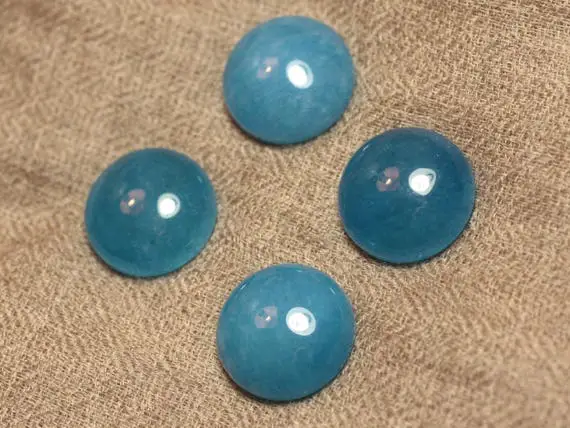1pc - Cabochon De Pierre - Jade Rond 20mm Bleu Azur - 4558550027610