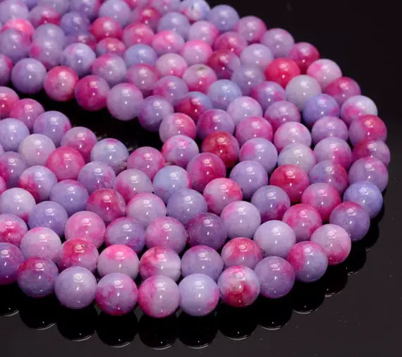 8mm Purple Pink Jade Gemstone Round Loose Beads 15 Inch Full Strand (80007174-a246)