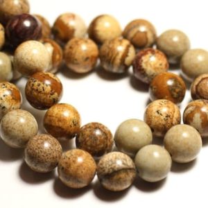 Shop Jasper Bead Shapes! Fil 39cm 60pc env – Perles de Pierre – Jaspe Paysage Beige Boules 6mm | Natural genuine other-shape Jasper beads for beading and jewelry making.  #jewelry #beads #beadedjewelry #diyjewelry #jewelrymaking #beadstore #beading #affiliate #ad