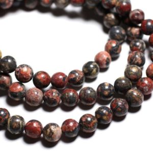Fil 39cm 45pc environ – Perles Pierre – Jaspe Paysage Leopard Boules 8mm rouge marron noir | Natural genuine beads Array beads for beading and jewelry making.  #jewelry #beads #beadedjewelry #diyjewelry #jewelrymaking #beadstore #beading #affiliate #ad