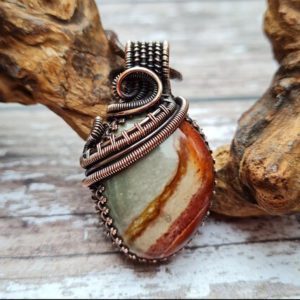 Shop Jasper Pendants! Copper and Polychrome Jasper Pendant, Wire Wrapped Pendant, Natural Jasper Jewellery, Autumnal Jewellery, Picture Stone Necklace | Natural genuine Jasper pendants. Buy crystal jewelry, handmade handcrafted artisan jewelry for women.  Unique handmade gift ideas. #jewelry #beadedpendants #beadedjewelry #gift #shopping #handmadejewelry #fashion #style #product #pendants #affiliate #ad