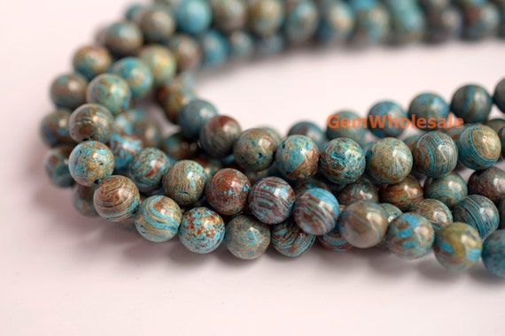 15.5"4mm Turquoise Blue Calsilica Jasper Round Beads,semi Precious Stone,blue Brown Gemstone Beads, Blue Sky Jasper Beads