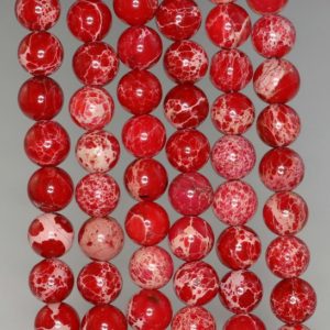 Shop Jasper Round Beads! 8mm Sea Sediment Imperial Jasper Gemstone Red Round Loose Beads 15.5 inch Full Strand (90184440-357) | Natural genuine round Jasper beads for beading and jewelry making.  #jewelry #beads #beadedjewelry #diyjewelry #jewelrymaking #beadstore #beading #affiliate #ad