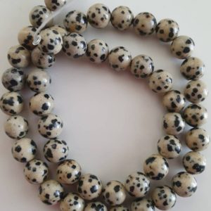 Dalmatian Jasper 8mm round beads. 16 inch strand 48 beads. | Natural genuine beads Array beads for beading and jewelry making.  #jewelry #beads #beadedjewelry #diyjewelry #jewelrymaking #beadstore #beading #affiliate #ad