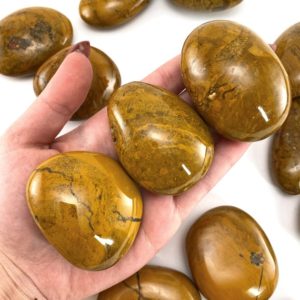 Shop Jasper Shapes! Yellow Jasper Palm stone, jasper palm stone, pocket stone, worry stone, yellow jasper | Natural genuine stones & crystals in various shapes & sizes. Buy raw cut, tumbled, or polished gemstones for making jewelry or crystal healing energy vibration raising reiki stones. #crystals #gemstones #crystalhealing #crystalsandgemstones #energyhealing #affiliate #ad