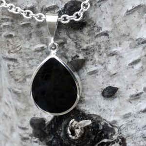 Shop Jet Pendants! Blue John Pendant – Whitby Jet Pendant – Handmade sterling silver pendant – Pear Shaped- Double Sided – Silver Pendant | Natural genuine Jet pendants. Buy crystal jewelry, handmade handcrafted artisan jewelry for women.  Unique handmade gift ideas. #jewelry #beadedpendants #beadedjewelry #gift #shopping #handmadejewelry #fashion #style #product #pendants #affiliate #ad