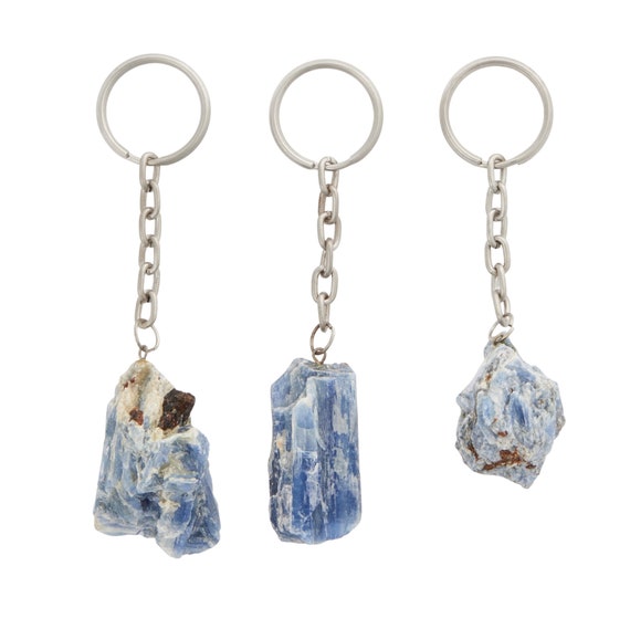 Raw Blue Kyanite Keychain - Raw Blue Kyanite Stone Keychain - Healing Crystals And Stones - Blue Kyanite Crystal Keychain - Kyanite Raw