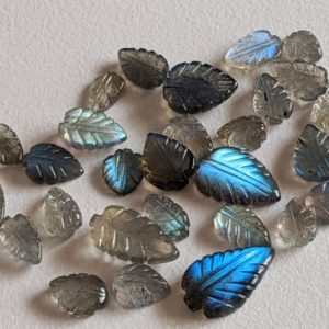 Shop Labradorite Cabochons! 9-14mm Labradorite Hand Carved Leaf Pear Cabochons, Natural Labradorite Fancy Leaf, 5 Pcs Labradorite Hand Carved Leaf For Jewelry – ADG307 | Natural genuine stones & crystals in various shapes & sizes. Buy raw cut, tumbled, or polished gemstones for making jewelry or crystal healing energy vibration raising reiki stones. #crystals #gemstones #crystalhealing #crystalsandgemstones #energyhealing #affiliate #ad