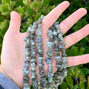 Shop Labradorite Chip & Nugget Beads! 1 Strand/33" Top Quality Natural Labradorite Healing Gemstone Free-Form Gems Chip Bead for Earrings Necklace Bracelet Charm Jewelry Making | Natural genuine chip Labradorite beads for beading and jewelry making.  #jewelry #beads #beadedjewelry #diyjewelry #jewelrymaking #beadstore #beading #affiliate #ad