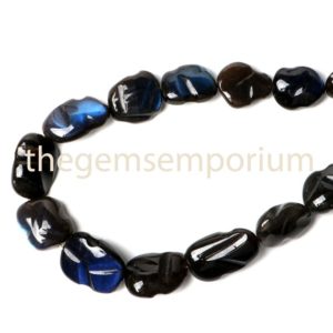 Shop Labradorite Chip & Nugget Beads! Blue Black Labradorite Organic Nugget Necklace with Silver Hook, Blue Black Labradorite Fancy Nugget Necklace,AAA Quality Necklace Beads | Natural genuine chip Labradorite beads for beading and jewelry making.  #jewelry #beads #beadedjewelry #diyjewelry #jewelrymaking #beadstore #beading #affiliate #ad