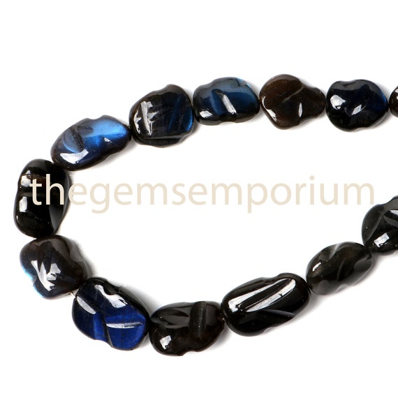 Blue Black Labradorite Organic Nugget Necklace With Silver Hook, Blue Black Labradorite Fancy Nugget Necklace,aaa Quality Necklace Beads
