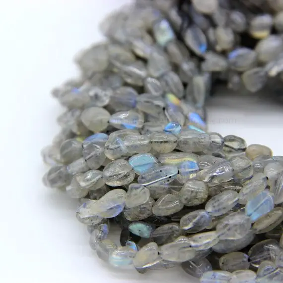 Labradorite Nugget Beads 6-10mm Natural Blue Flashy Labradorite Chip Pebble Aa Quality Gray Gemstone Semi Precious Nugget Beads 15.5" Strand