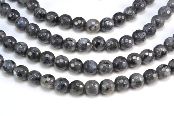 Black Labradorite Faceted Beads - Natural Black Gemstone Beads - Black Beads For Neckalce Making - Faceted Round Beads -4-12mm -15 Inch