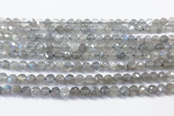 Faceted Labradorite Small Beads - Top Quality Grey Labradorite 3mm Beads - 4mm Gemstone Quality Beads - Small Spacer Jewelry Beads